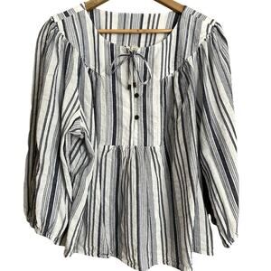 a.n.a A New Approach Striped Peasant‎ Blouse - Women’s 1X-EUC